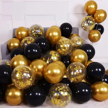 30pcs Chrome Gold Black Konfety Latexové Balóny Narodeninovej Party Dekorácie Dospelých, Deti, Chlapec a Dievča, Dieťa Sprcha Svadobné Dodávky - Obrázok 1  