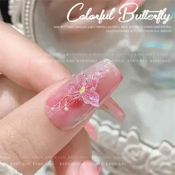1/2KS, Sladké Luxusné Nechty Butterfly Umenie Kúzlo 3D Živice Kawaii Príslušenstvo Nechtov Crystal Dekorácie Ice Clear Carft Ornament - Obrázok 2  