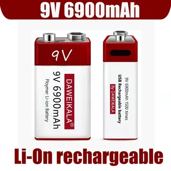 9V Batéria 6900mAh li-ion Nabíjateľná batéria Typ-C Batérie 9v USB lítium pre Multimeter Mikrofón Hračka na Diaľkové Ovládanie - Obrázok 2  