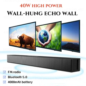 40W Big Power Domáce Kino Zvukový Systém Stene visel Echo Stenu, Bezdrôtové Bluetooth Reproduktory, Rádio, Počítač, TV Music Center Soundbar - Obrázok 1  