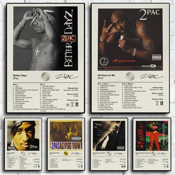 Hudobných Albumov 80. rokov Star 2Pac Umenie Hip Hop Rap Retro Obrázky Pre Obývacia Izba Maliarske Plátno Tlačiť Plagáty Domov Stenu Decor Darček - Obrázok 1  