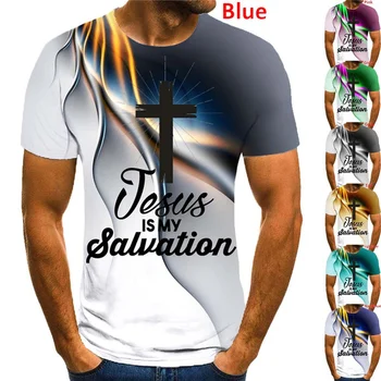 Módne pánske Ježiš T Letné tričko s Krátkym Rukávom Unisex Tričko Bežné Kresťanskej Tlače T-shirt Plus Veľkosť 2XS-6XL - Obrázok 1  
