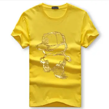 Pánske letné krátky rukáv Ležérne pánske bavlnené tričko Zlato postavy cartoon vytlačené voľné T-shirt - Obrázok 1  