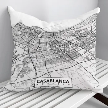 Casablanca Mape Mesta obliečka na Vankúš Dekoratívny Vankúš Sofa Prípade Posteľ Vankúš Domova Auto Vankúš 45*45 cm - Obrázok 1  