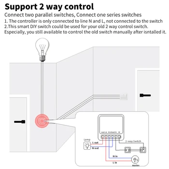 Tuya Prepínač Bezdrôtovej komunikácie na Podporu 2-spôsob Kontroly Wifi Prepínače Mini Istič Modul Pracuje S Alexa Domov Yandex Alice 16a 10a - Obrázok 2  