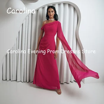 Karolína Šifón A-line One-ramenný Arabských Prehrabať Prom Šaty Členok Dĺžka Saudskej Večer Formálne Elegantné Party Šaty pre Ženy 2023 - Obrázok 1  