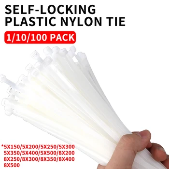 5*150-8*500 Nylon Kábel Kravatu Plastové Biele Self-Locking Kábel Kravatu Záväzné Lano Vysoká Pevnosť Pevná Pás Kábel Kravatu - Obrázok 1  