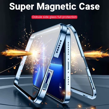 Obojstranný Kovový Magnetický Adsorpcie Prípade OPPO F21 Pro F21S Pro 5G Sklo Magnet Prípade Nájsť X3 Lite X5 Lite X2 Neo Kryt - Obrázok 1  