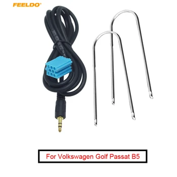 FEELDO 1Set Auta, 3.5 mm Stereo Audio Aux Vstup kábel Kábel Adaptéra S Tlačidlo Nástroje Pre Volkswagen Golf, Passat B5, Bora, Polo Blaupunkt - Obrázok 1  