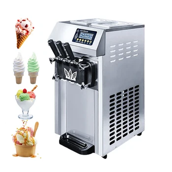 Obchodné Soft Ice Cream Stroj 3 Chutí Sladké Šišky Mraziace Zariadenia Automat Ploche Ice Cream Maker - Obrázok 2  