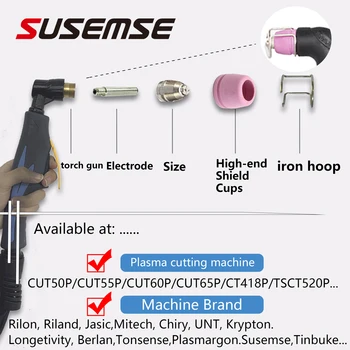 【Susemse] vyzýva 100 ks plasma cutter spotrebný materiál Non-kontakt AG60 pochodeň kontakt tip WSD60 plazmová rezačka rezačka tip tryska Červená meď - Obrázok 2  