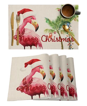 Vianočné Flamingo Hviezdice Akvarel Stôl Runner Svadobné Dekor Stôl Runner Vianoce Domov Jedálenský Stôl Obrus Dekor - Obrázok 2  