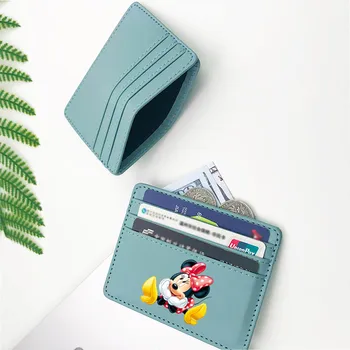 Disney Mickey Mouse Cartoon Pu Kožené ID Držiteľa Karty Banke, Kreditné Karty, Tenký Karty Prípade Mince Peňaženky Ženy Muži vizitku Taška - Obrázok 1  