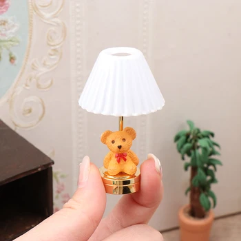 1:12 domček pre bábiky Miniatúrne LED Svetlo Roztomilý Medveď stolná Lampa Domov Osvetlenie Model Nábytok Dekor Hračka Bábika Dom Príslušenstvo - Obrázok 2  
