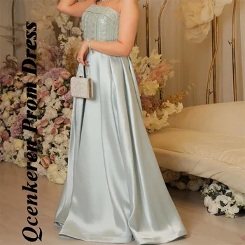 Qcenkeren bez rukávov Formálne Šaty, na Poschodí-Dĺžka Večerné Šaty krásne Party Šaty Pre Elegantné Ženy - Obrázok 1  