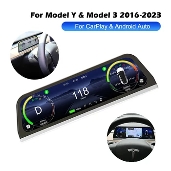 Pre Tesla Model 3 Y Head-Up Display 9.66 Palcový Dotykový Displej HUD s Bezdrôtové Carplay Android Auto Reproduktor Rýchla Navigácia Moc - Obrázok 2  