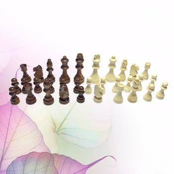 32 Ks Šachové Figúrky Drevené Doskové Hry Príslušenstvo Bambusu Vzdelávacie Hračky pre Deti, - Obrázok 2  