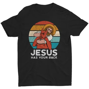 Brazílske Jiu Jitsu Tričko Ježiš Boj Satana Tričko Ježiš Chrbát T-Shirt - Obrázok 1  